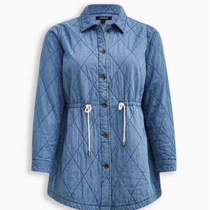 Nwot Torrid Chambray Quilted Jacket 6